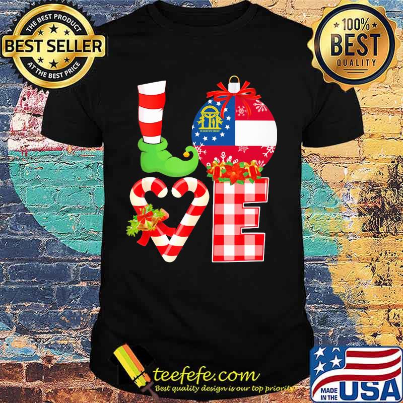 Love Georgia State Flag Vector Elf Pajama Christmas Shirt Love Georgia State Flag Vector Elf Pajama Christmas Shirt