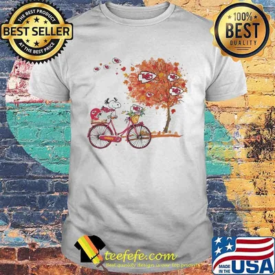 Maple Leaves Snoopy Riding Bike Logo Kansas City Chiefs Shirt
