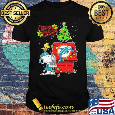 Merry Christmas Snoopy Woodstock Dolphins Miami Shirt