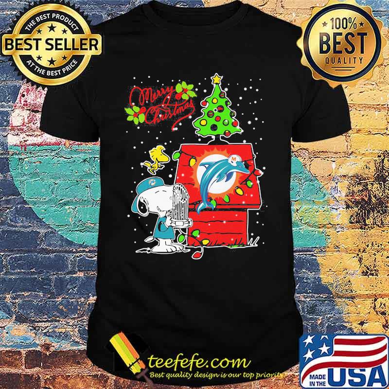 Merry Christmas Snoopy Woodstock Dolphins Miami Shirt