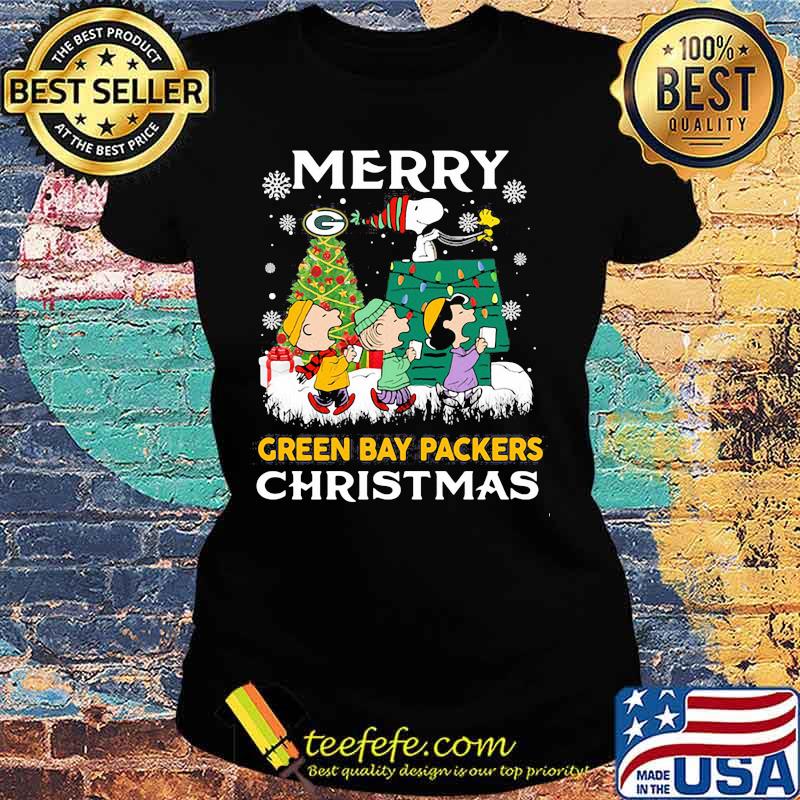 Merry Green Bay Packers Christmas Snoopy Shirt Ladies tee Merry Green Bay Packers Christmas Snoopy Shirt Ladies tee