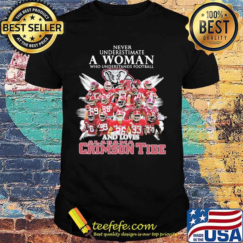Never Underestimate A Woman Who Understands Football And Loves Alabama Crimson Tide Symbol Elephant Shirt