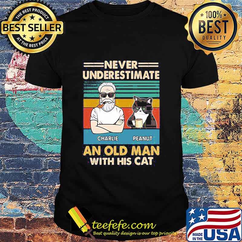 Never Underestimate An Old Man With His Cats Personalized Vintage Shirt