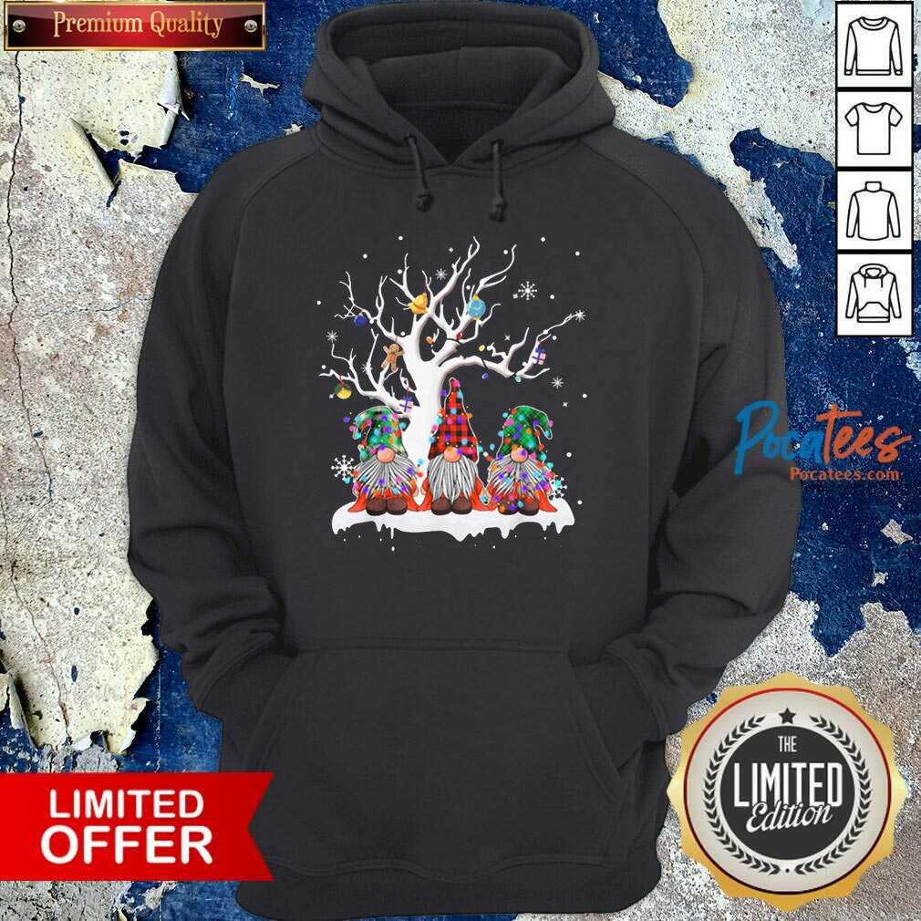Nice Gnome Buffalo Plaid Christmas Tree Light Ugly Santa Hat Shirt
