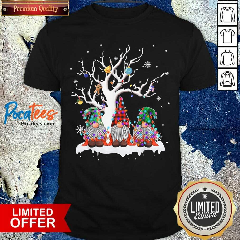 Nice Gnome Buffalo Plaid Christmas Tree Light Ugly Santa Hat Shirt