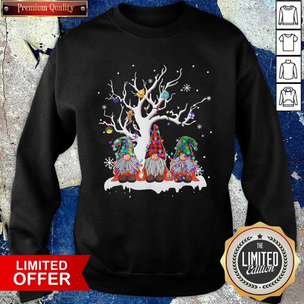 Nice Gnome Buffalo Plaid Christmas Tree Light Ugly Santa Hat Shirt