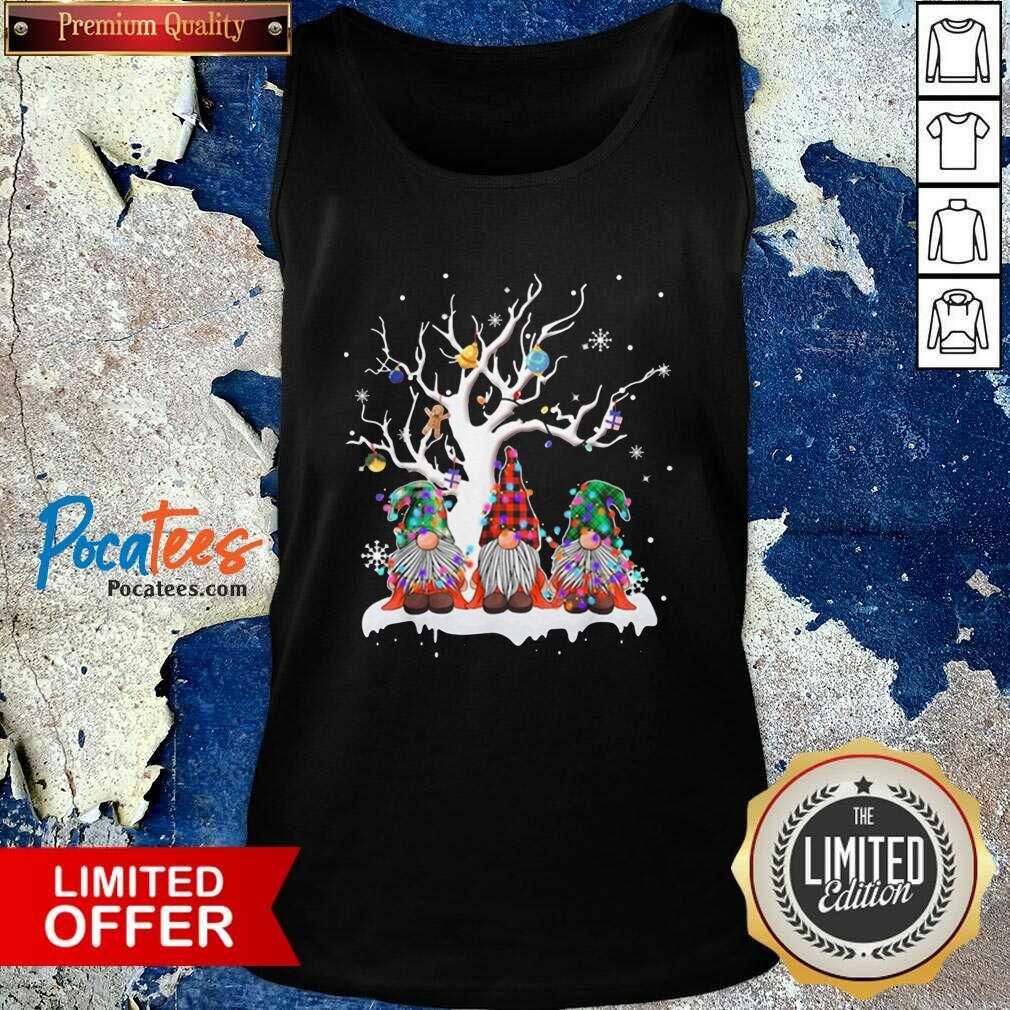 Nice Gnome Buffalo Plaid Christmas Tree Light Ugly Santa Hat Shirt