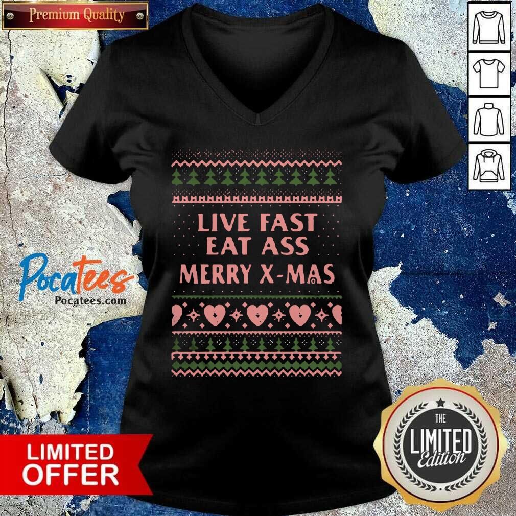 Nice Live Fast Eat Ass Merry X-mas Ugly Christmas Shirt