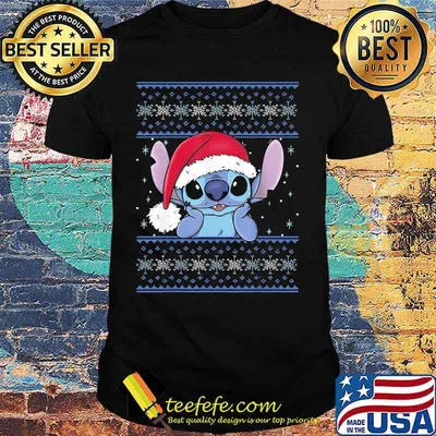 Official Cute Stitch Wear Hat Santa Clause Xmas Shirt
