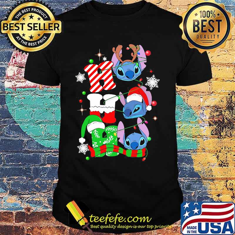 Official Ho Ho Ho Stitch Reindeer Elf Santa Xmas Shirt