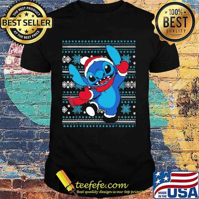 Official Stitch Wear Pajama Watching Santa Xmas Shirt