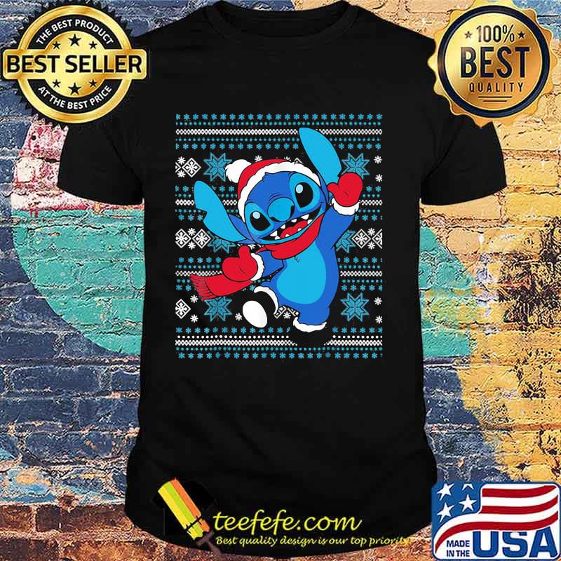 Official Stitch Wear Pajama Watching Santa Xmas Shirt