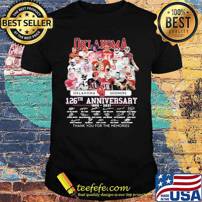 Oklahoma Sooners 126th Anniversary 1895 2021 Thank You For The Memories Signature Shirt