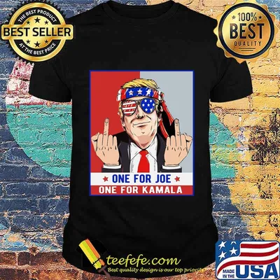 One For Joe One For Kamala Middle Finger Donald Trump American Flag Sun Glasses Shirt