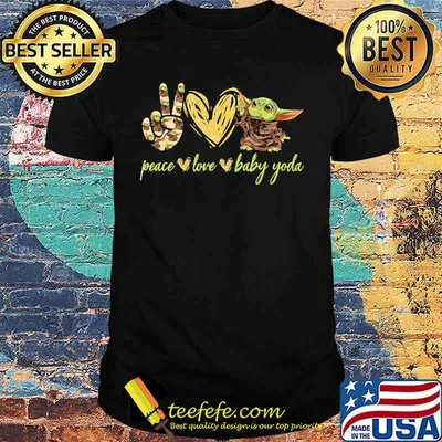Peace Love Baby Yoda Heart Shirt