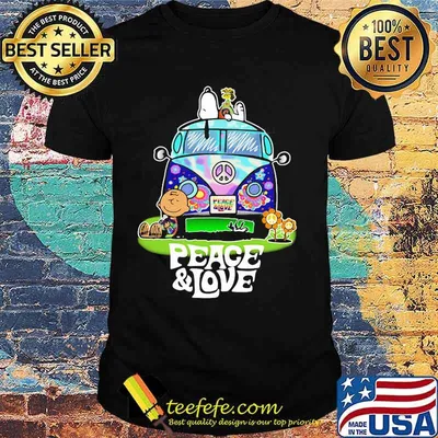 Peace Love Lgbt Bus Peanuts Snoopy Woodtosck Shirt