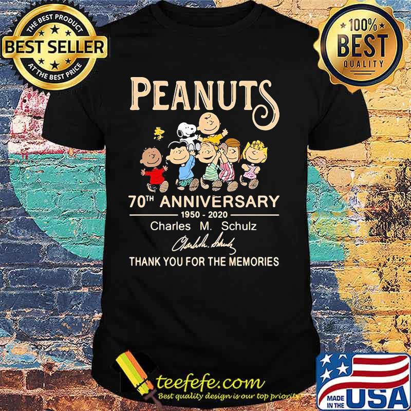 Peanuts 70th Anniversary 1950 2020 Charles Schulz Thank You For The Memories Signuature Shirt