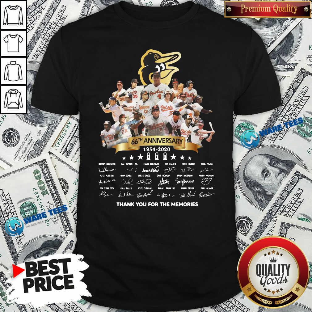 Premium Baltimore Orioles 66th Anniversary 1954 2020 Thank You For The Memories Signatures Shirt