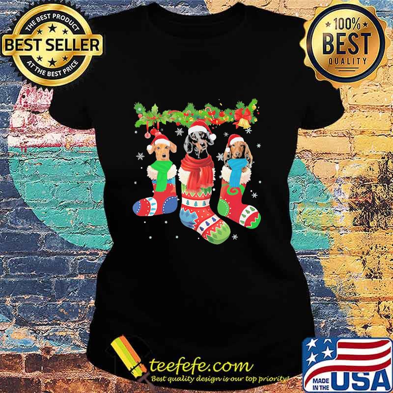 Santa Dachshund Socks Christmas Shirt Ladies tee Santa Dachshund Socks Christmas Shirt Ladies tee