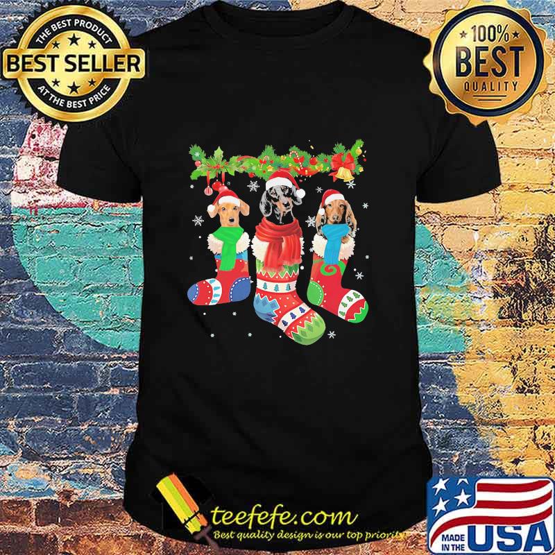 Santa Dachshund Socks Christmas Shirt