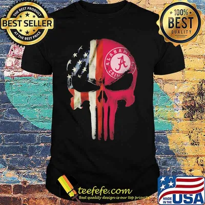 Skull American Flag Logo Alabama Crimson Football Team Shirt
