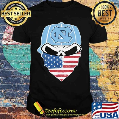 Skull Wear Hat North Carolina Tar Heels Football Mask American Flag Shirt