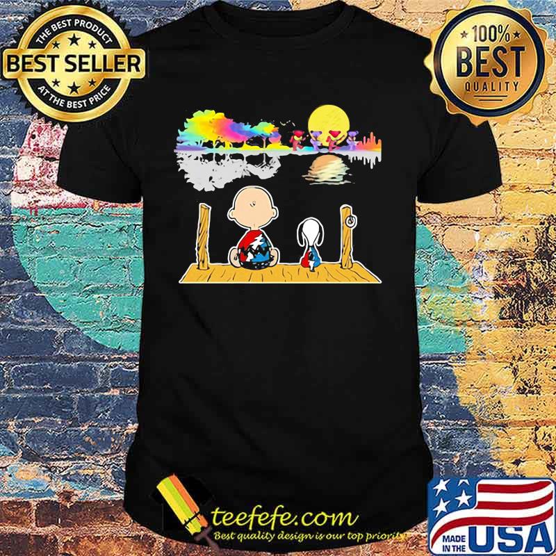 Snoopy And Friend Look At Dancing Bear Moon Grateful Dead Steal Shirt
