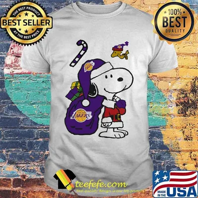 Snoopy And Woodstock Football Los Angeles Laker Santa Claus Xmas Shirt