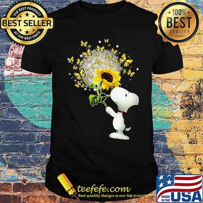 Snoopy Smell Sunflower Butterflies Shirt