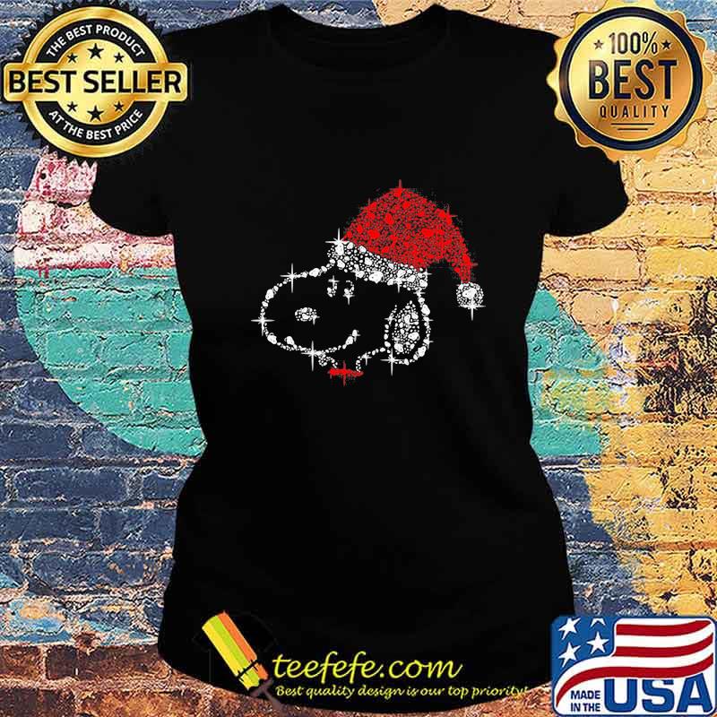 Snoopy Wear Santa Hat Sparkling Diamond Christmas Shirt Ladies tee Snoopy Wear Santa Hat Sparkling Diamond Christmas Shirt Ladies tee
