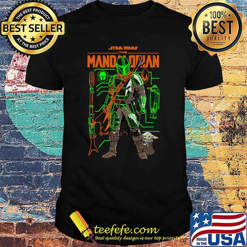 Star Wars The Mandalorian Neon Schematics Baby Yoda Shirt