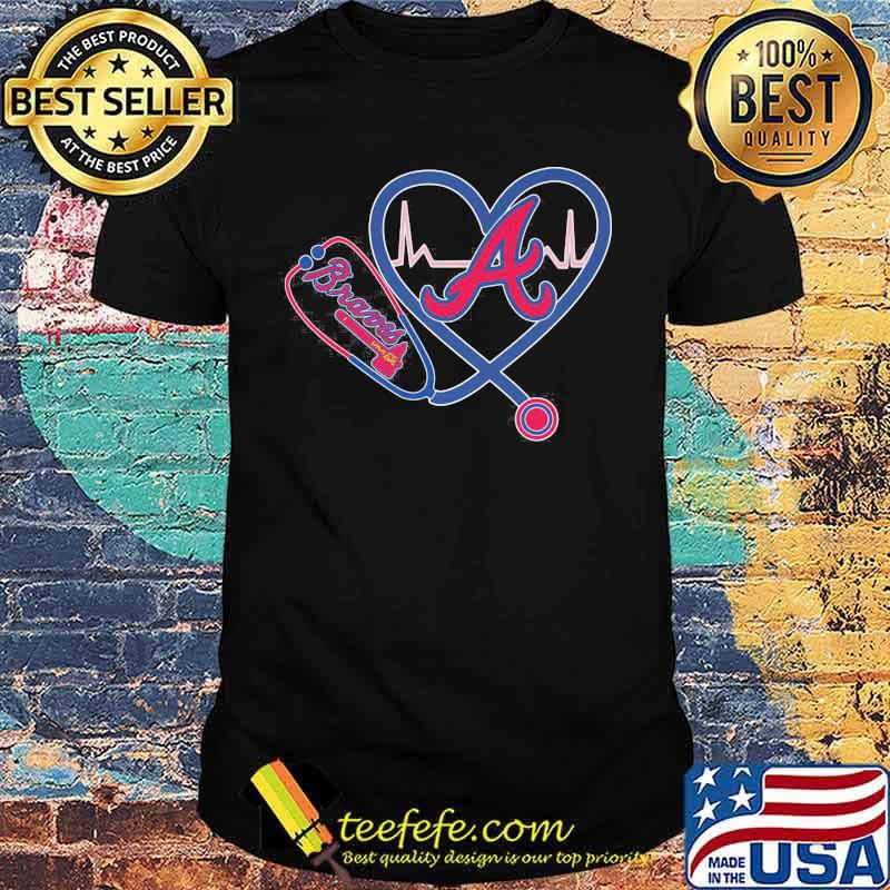 Stethoscope Around Doctor's Neck Heart Beat Braves Atlanta Football Shirt