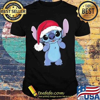 Stitch Cute Wear Hat Santa Clause Merry Christmas Shirt