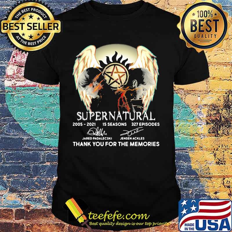 Supernatural 2005-2021 15 seasons 327 episodes thank you for the memories signature shirt