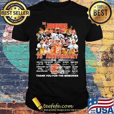 The Brown 75th Anniversary 1945 2020 Thank You For The Memories Signuature Football Shirt