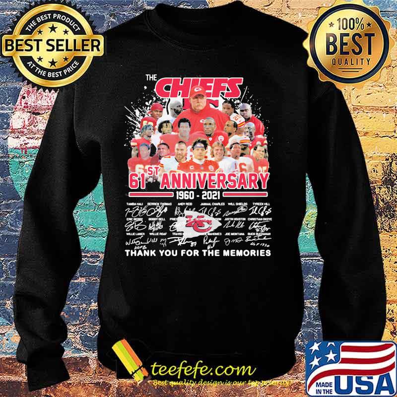The Chiefs 61st Anniversary 1960 2021 Thank You For The Memories Signature Shirt Sweater The Chiefs 61st Anniversary 1960 2021 Thank You For The Memories Signature Shirt Sweater