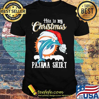 This Is My Christmas Pajama Dolphins Miami Hat Santa Shirt