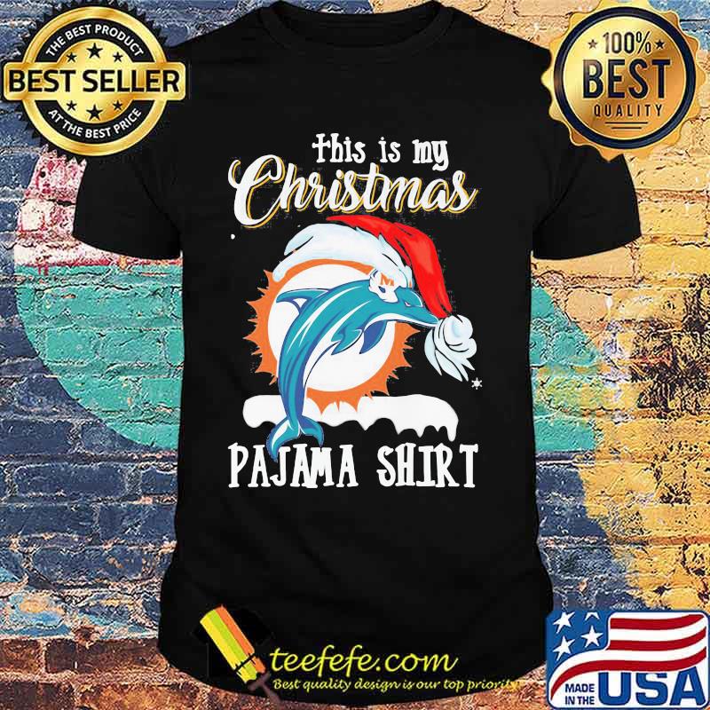 This Is My Christmas Pajama Dolphins Miami Hat Santa Shirt