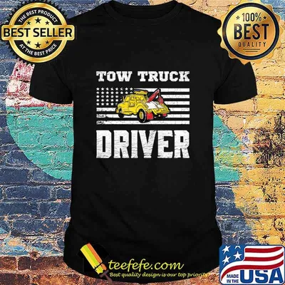 Tow Truck Driver Yellow Line Daddy Us Flag Distressed Shirt