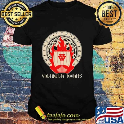 Valhalla Awaits Viking Logo Shirt