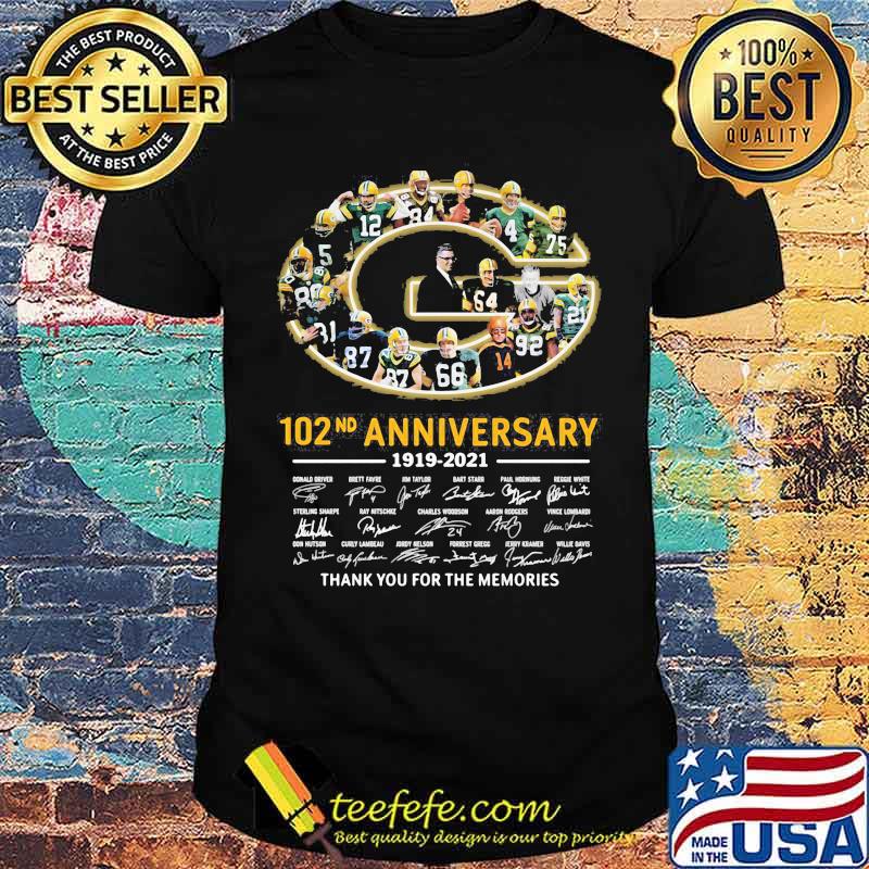 102nd Anniversary 1919 2021 Green Bay Packers Thank You For The Memories Signature Shirt