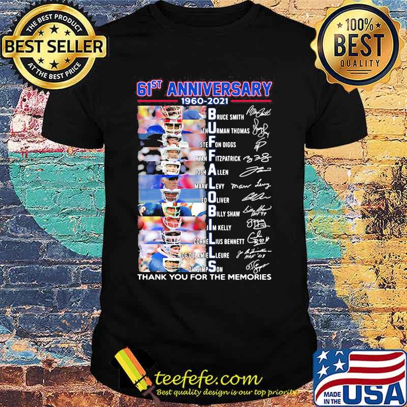 61st Anniversary 1960 2021 Buffalo Bills Thank You For The Memories Signature Shirt