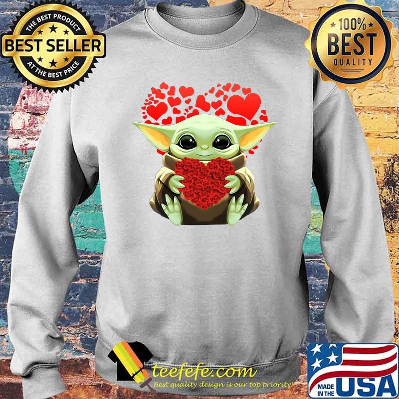Baby Yoda Heart Roses Valentine Day Shirt Sweater Baby Yoda Heart Roses Valentine Day Shirt Sweater