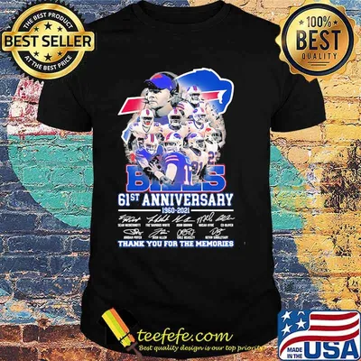 Bills 61st Anniversary 1960 2021 Thank You For The Memories Signature Team Football Shirt
