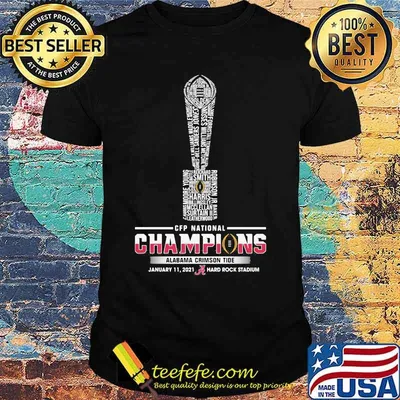 Cfp National Champions Alabama Crimson Tide January 2021 Cup Team Football Shirt