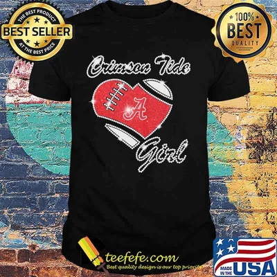 Crimson Tide Girl Alabama Team Football Heart Diamond Shirt