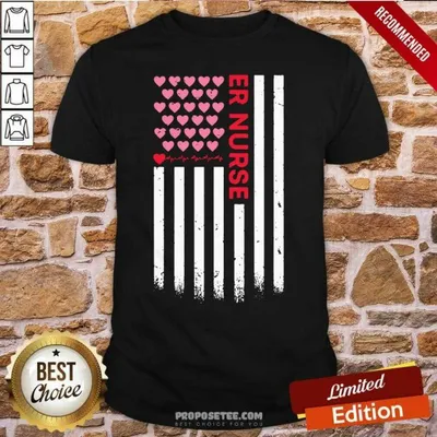 Good Er Nurse American Flag Heart Valentines Day Shirt