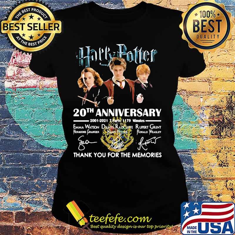 Harry Potter 20th Anniversary 2001 2021 Thank You For The Memories Signature Shirt Ladies tee Harry Potter 20th Anniversary 2001 2021 Thank You For The Memories Signature Shirt Ladies tee