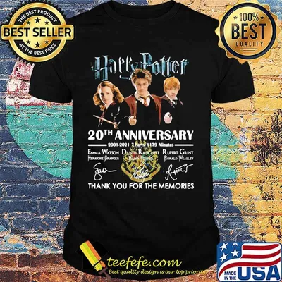 Harry Potter 20th Anniversary 2001 2021 Thank You For The Memories Signature Shirt
