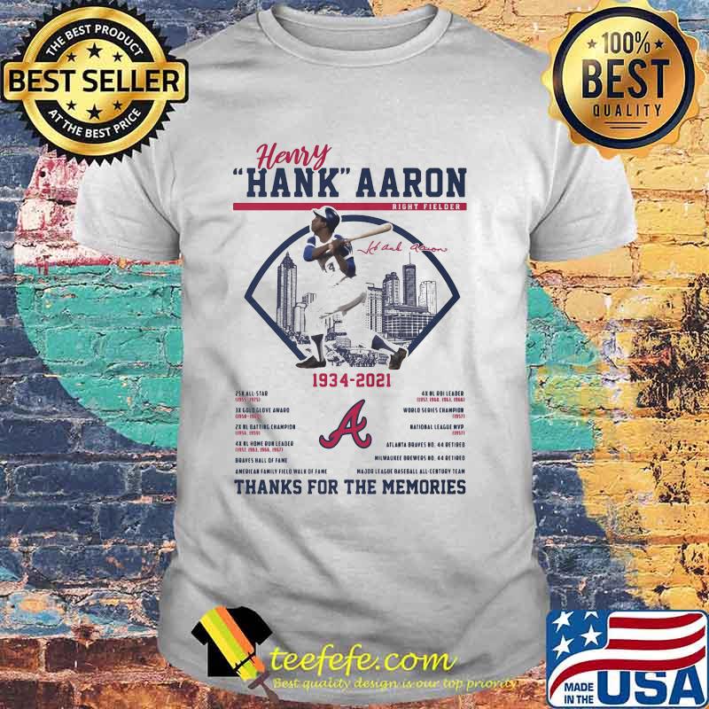 Herry Hank Aaron Right Fielder 1934 2021 Thank You For The Memories Chiefs Shirt Herry Hank Aaron Right Fielder 1934 2021 Thank You For The Memories Chiefs Shirt